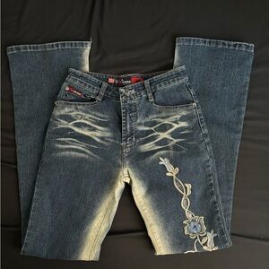 Cruna Jeans Women's 24” Bootcut Embroidered Glittering Denim Y2K